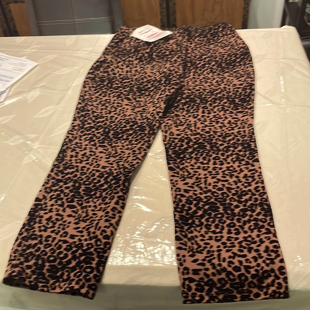 Women with control slacks. Brown Leopard print. XL